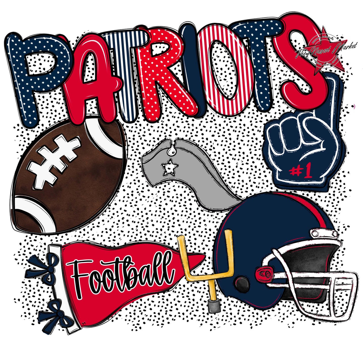 Patriots Football Spirit-Navy & Red