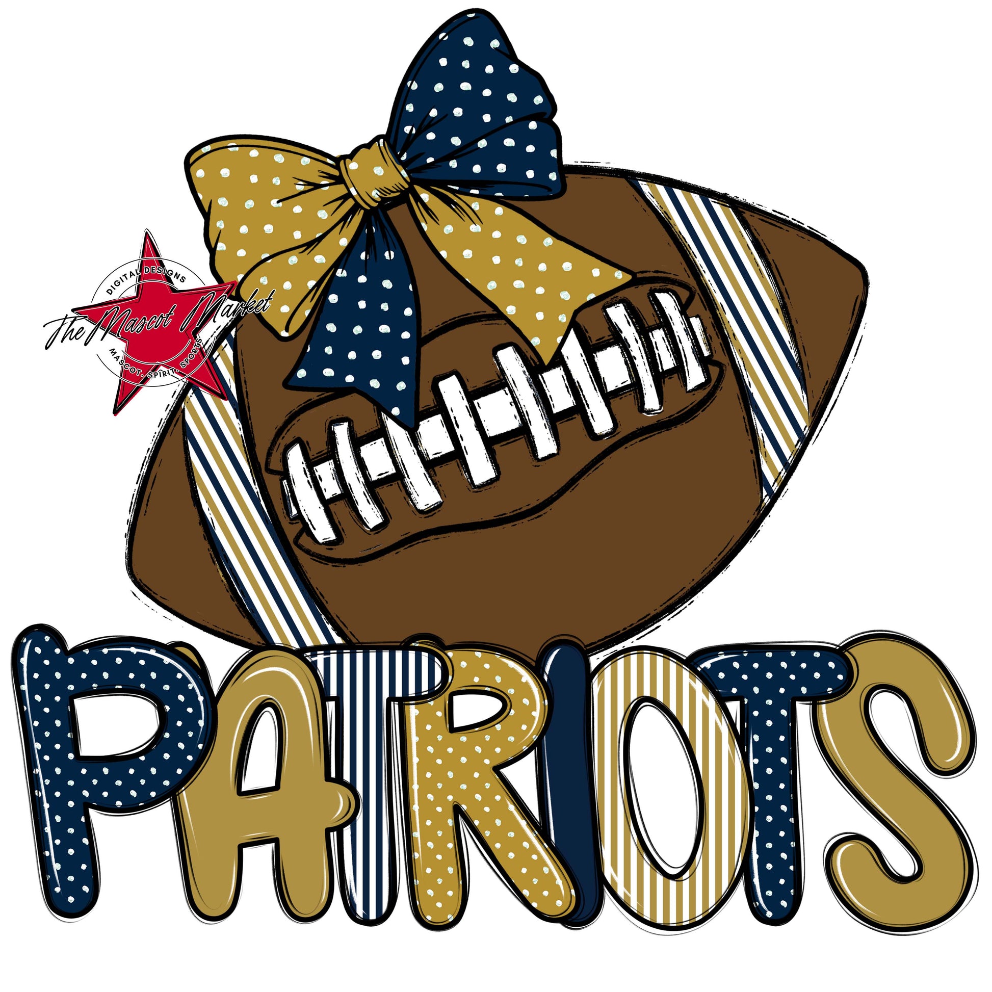 Patriots Football Spirit Design-Navy & Gold