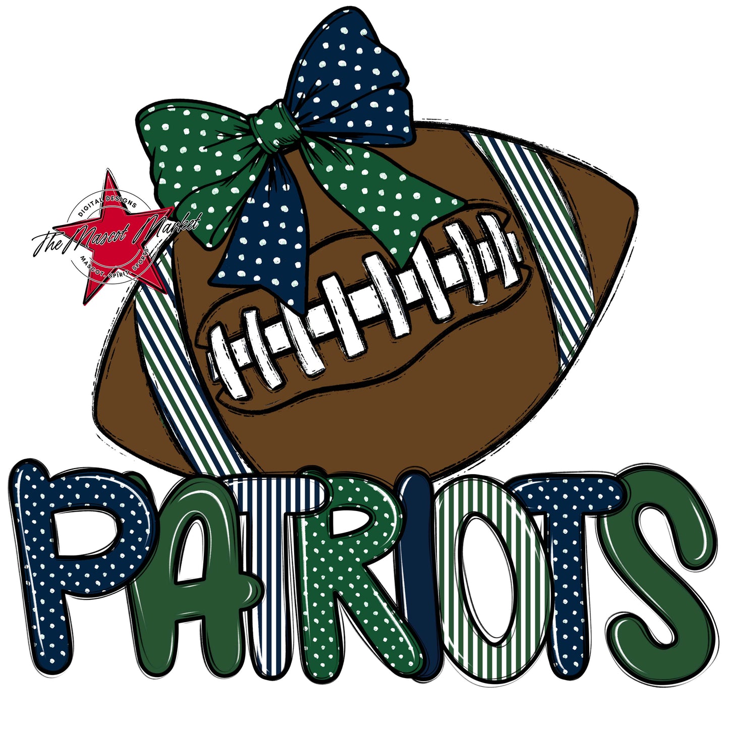 Patriots Football Spirit Design-Navy & Green