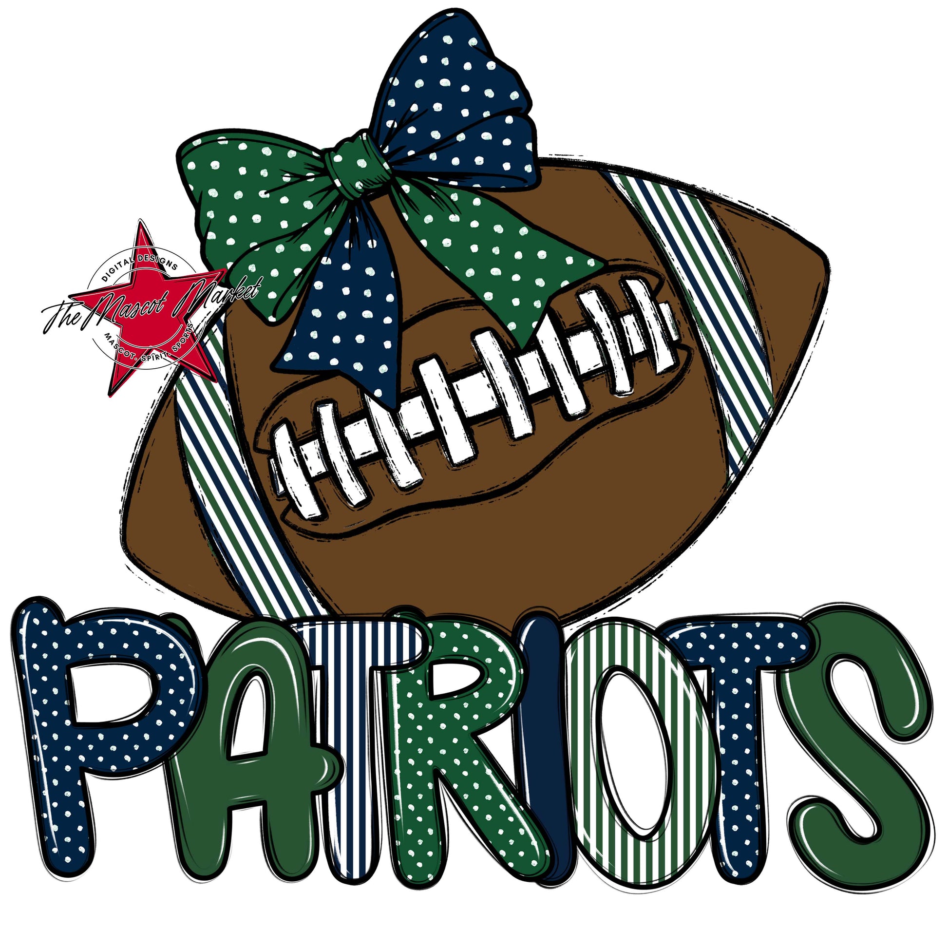 Patriots Football Spirit Design-Navy & Green