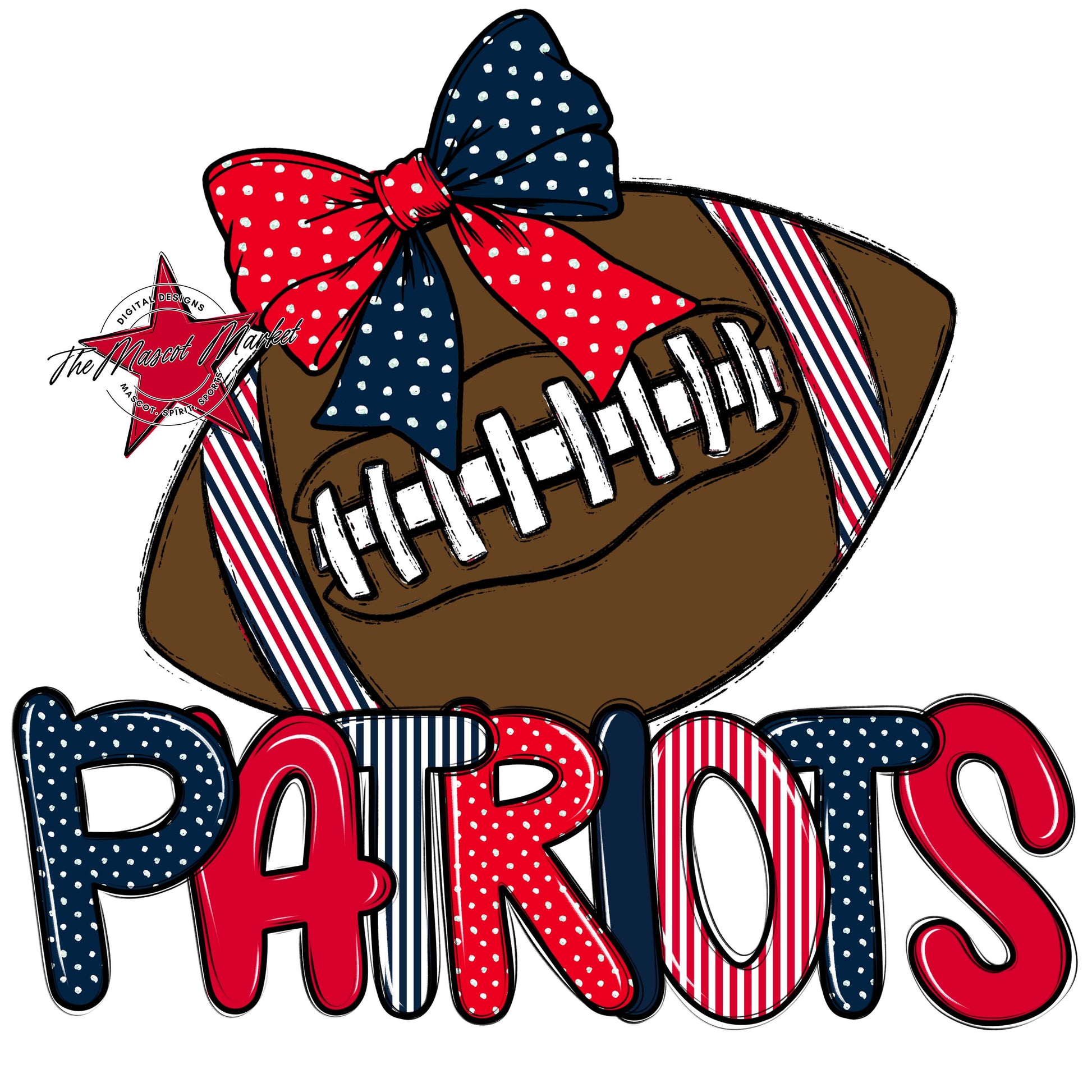 Patriots Football Spirit Design-Navy & Red