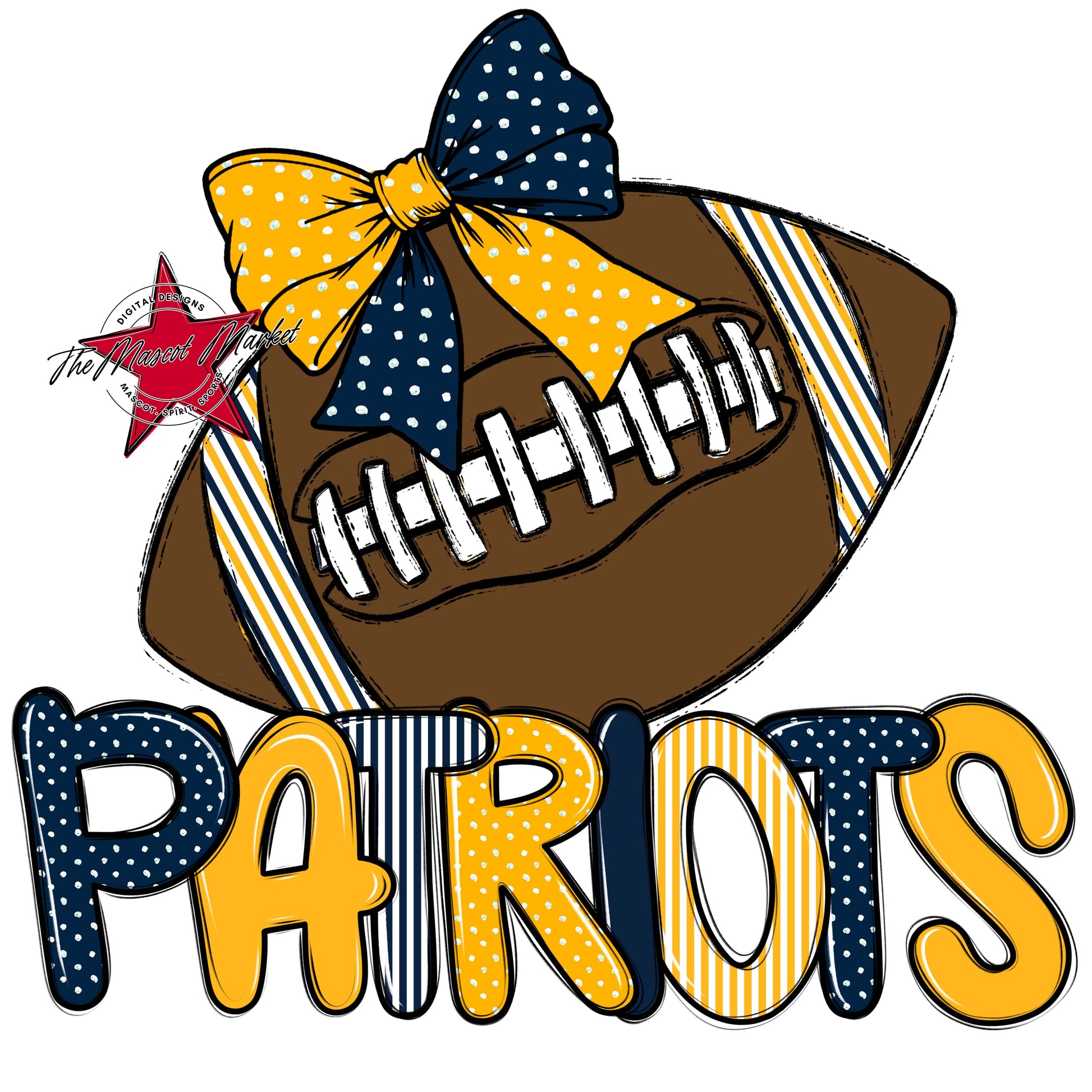 Patriots Football Spirit Design-Navy & Yellow