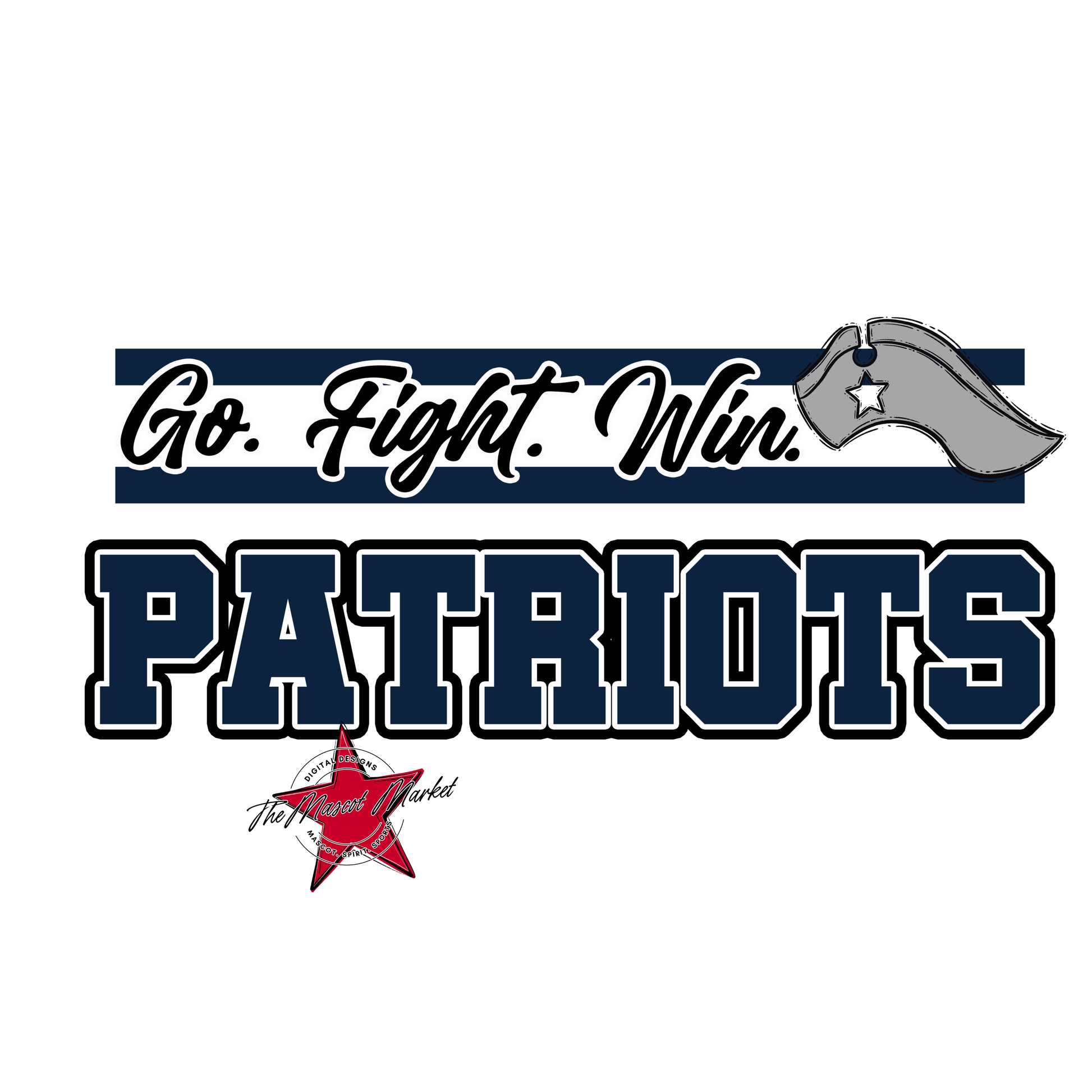 Patriots Go Fight Win Mascot Lines-Navy