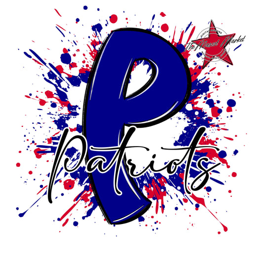Patriots Mascot Splatter-Blue & Red
