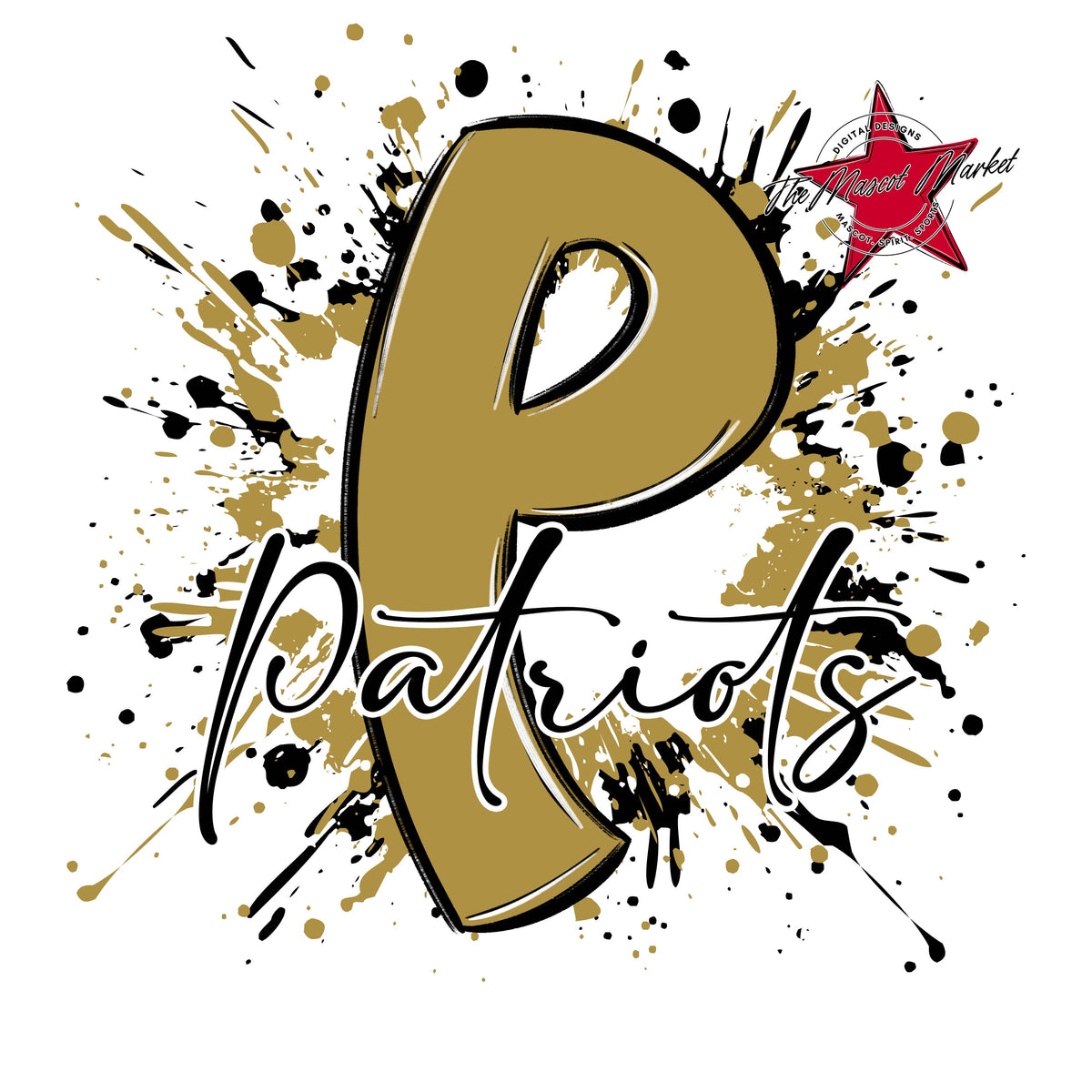 Patriots Mascot Splatter-Gold