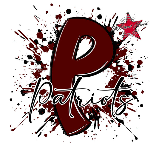 Patriots Mascot Splatter-Maroon