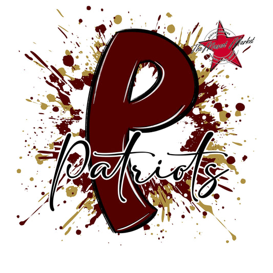Patriots Mascot Splatter-Maroon & Gold