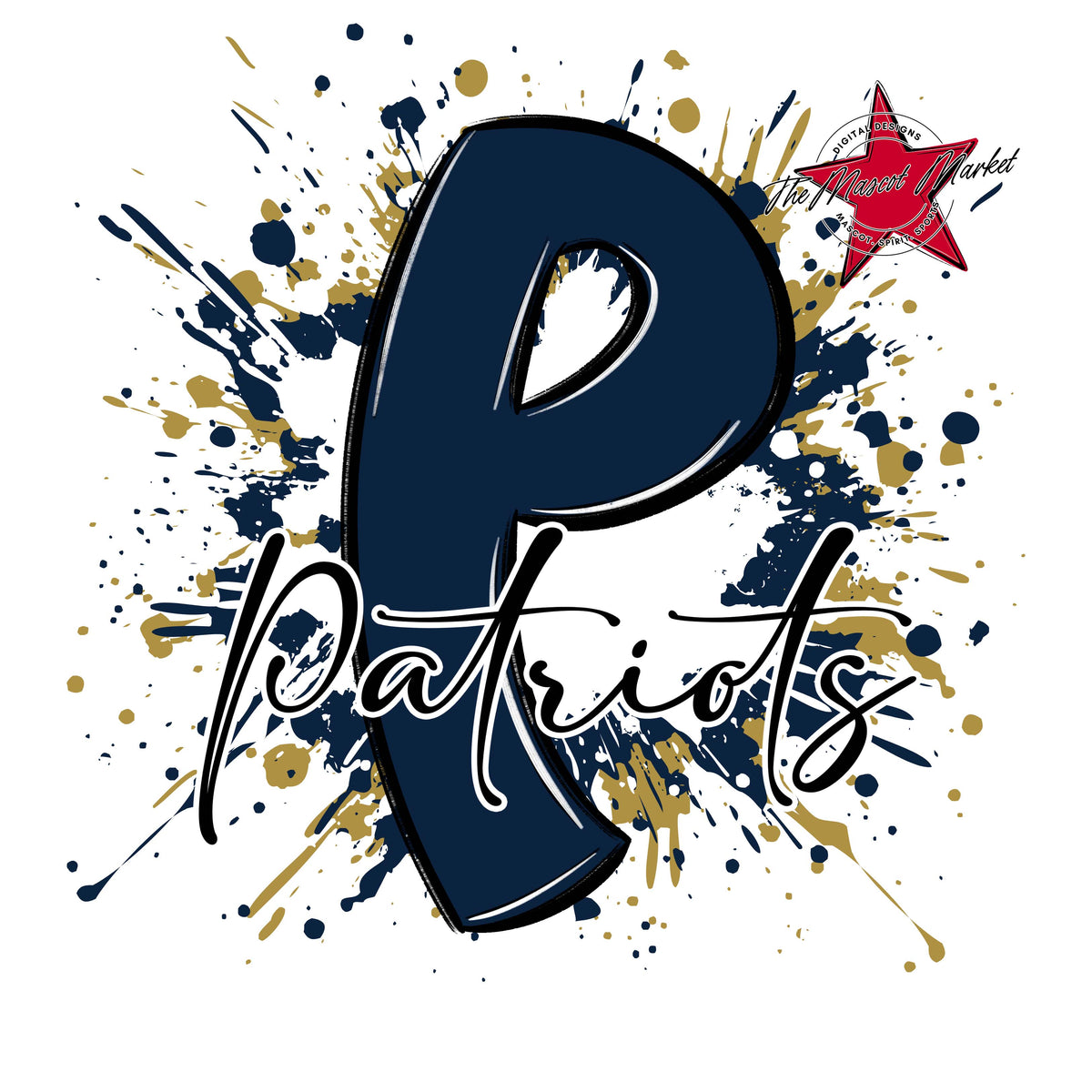 Patriots Mascot Splatter-Navy & Gold