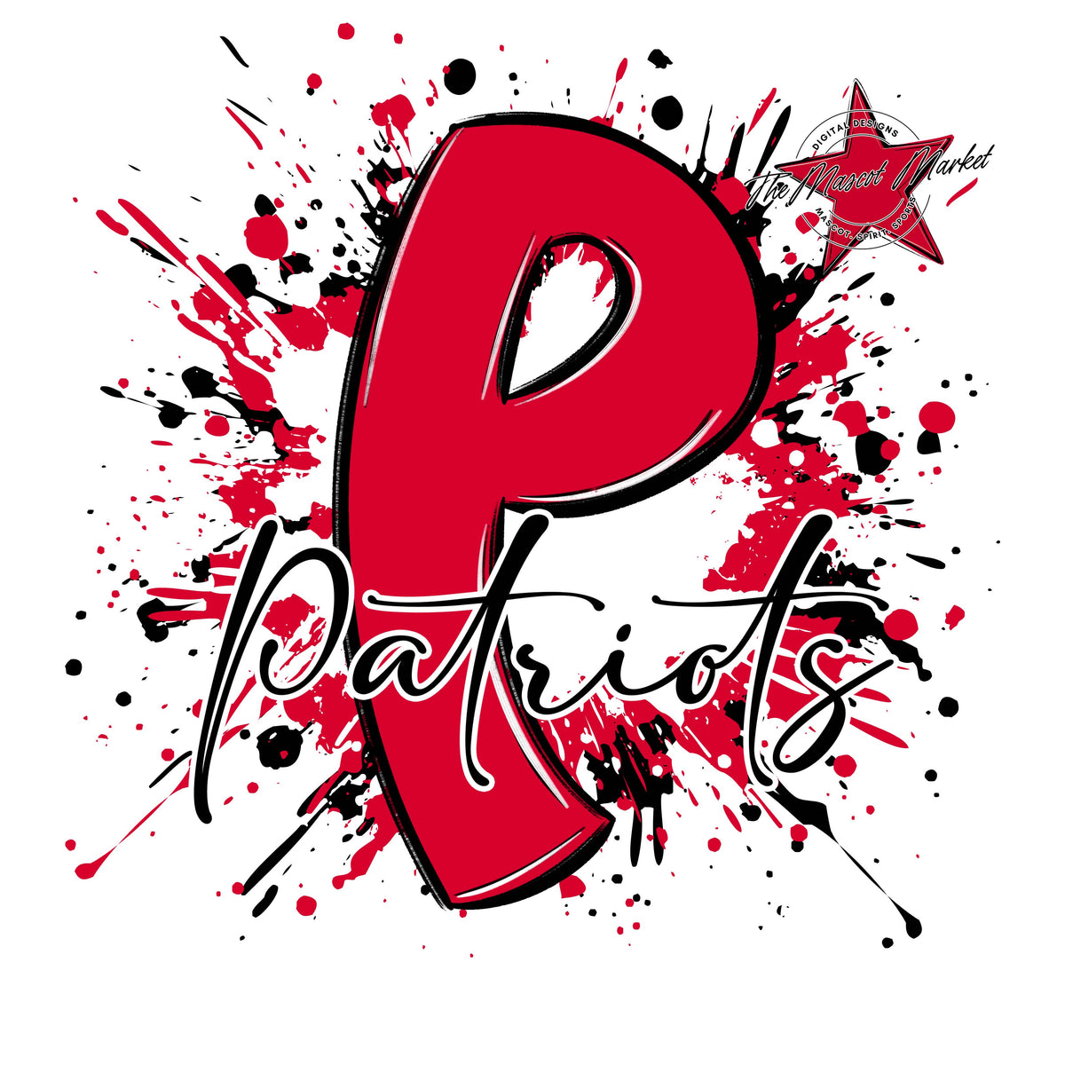 Patriots Mascot Splatter-Red