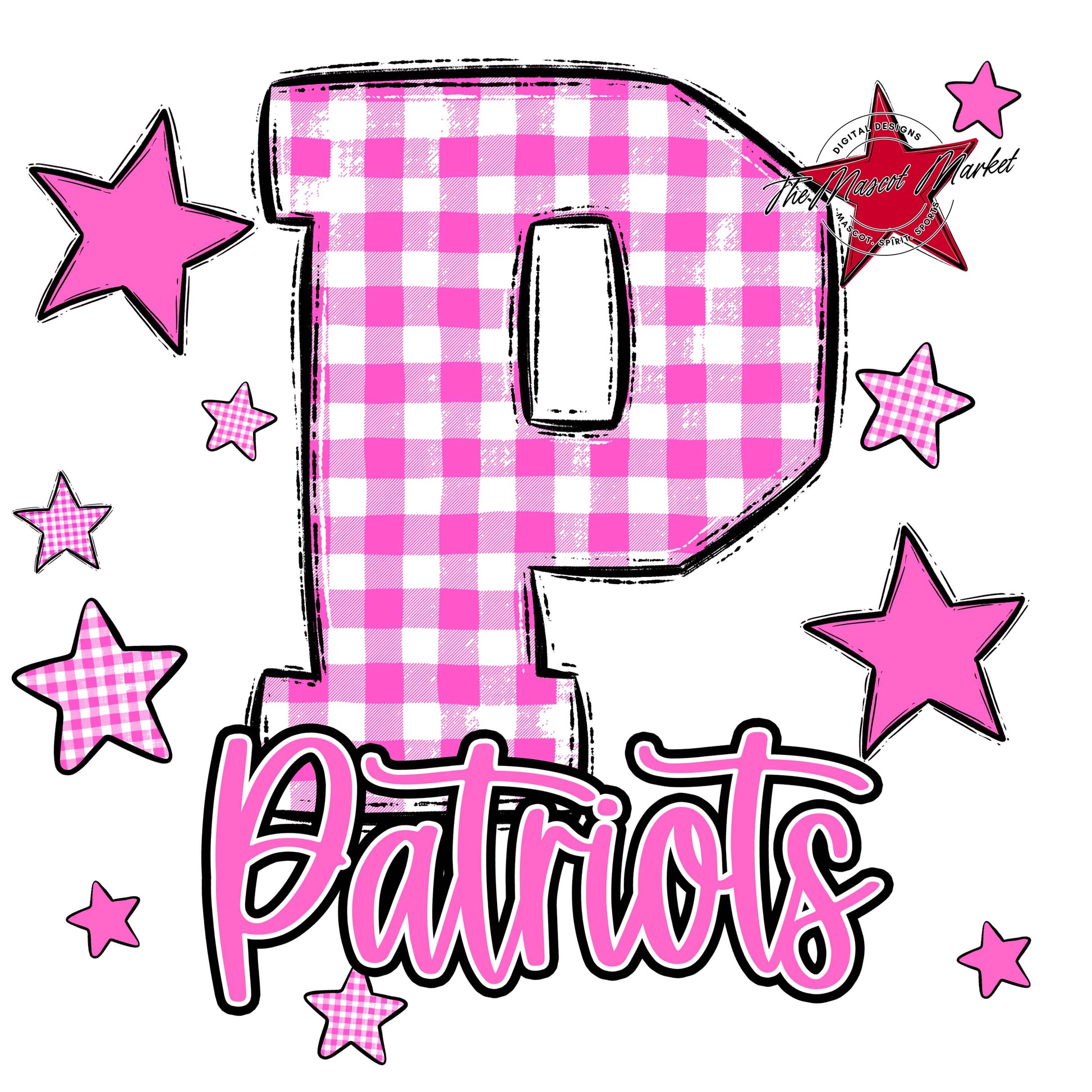 Patriots Plaid Star Design-Baby Pink