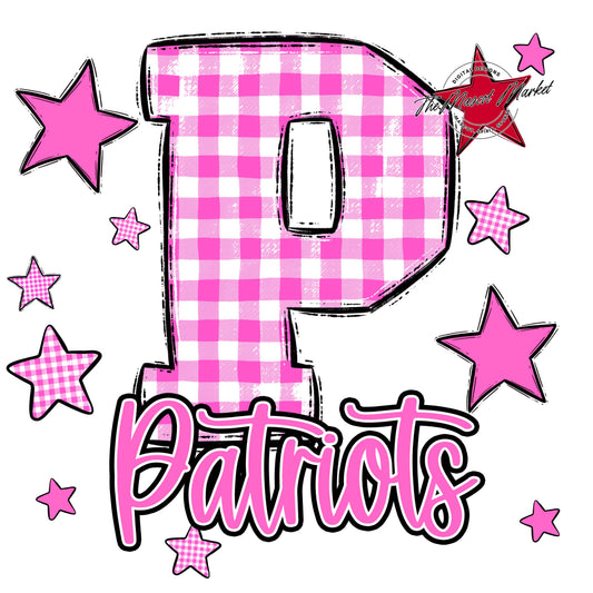 Patriots Plaid Star Design-Baby Pink