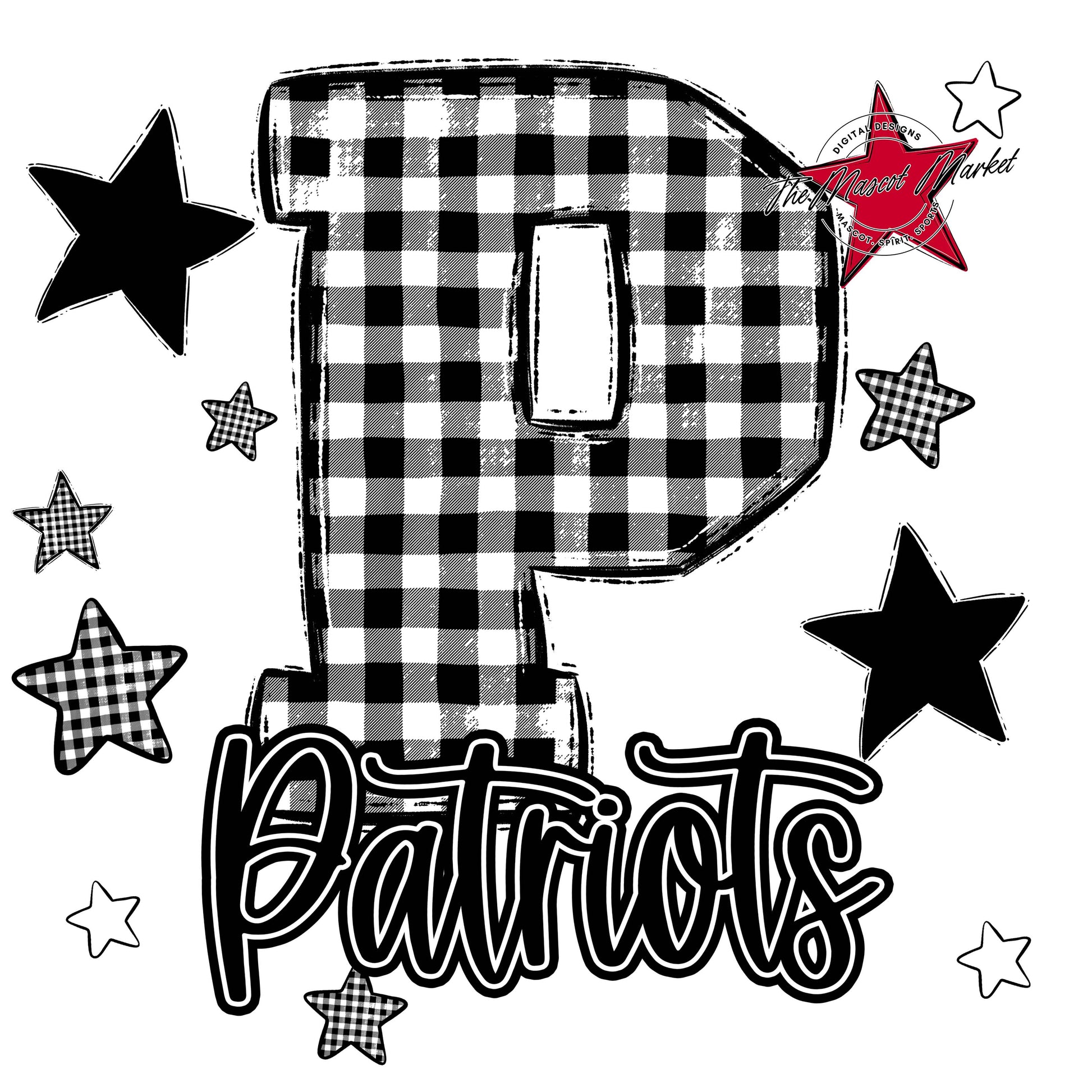 Patriots Plaid Star Design-Black