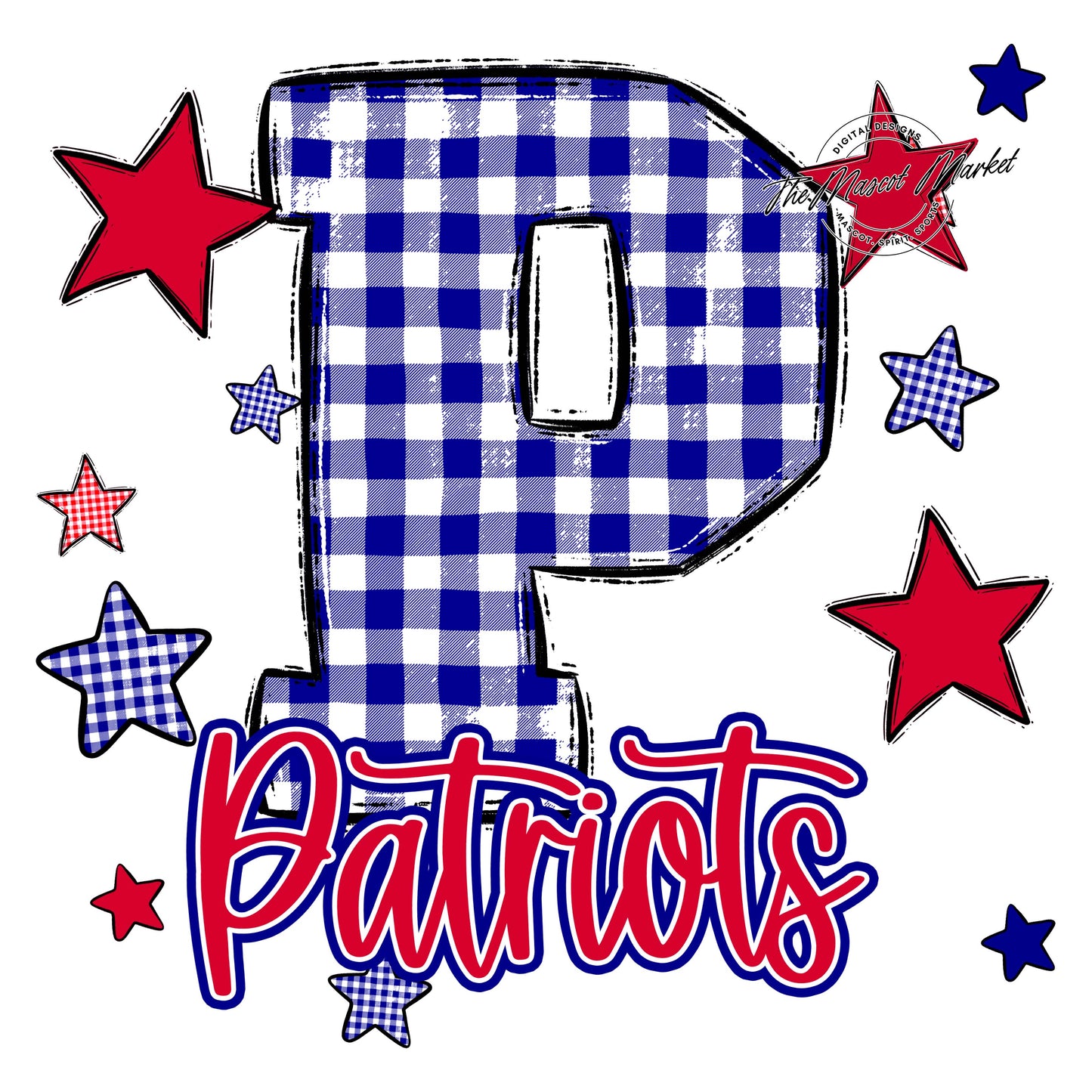 Patriots Plaid Star Design-Blue & Red