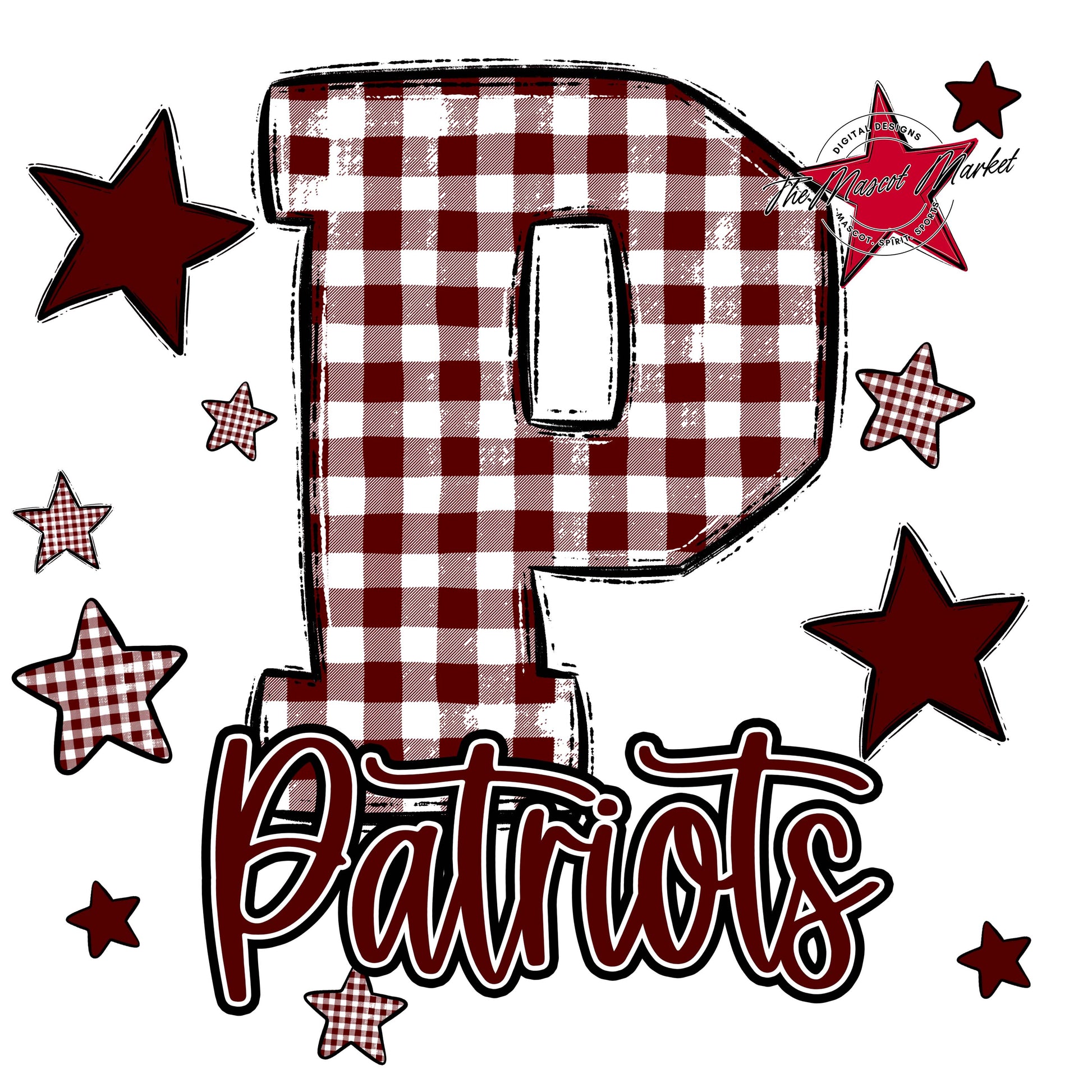 Patriots Plaid Star Design-Maroon