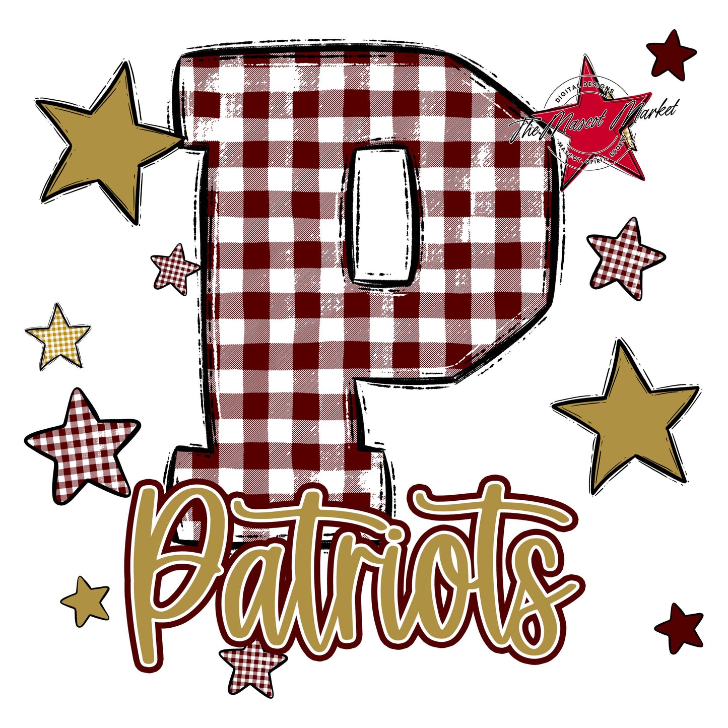 Patriots Plaid Star Design-Maroon & Gold