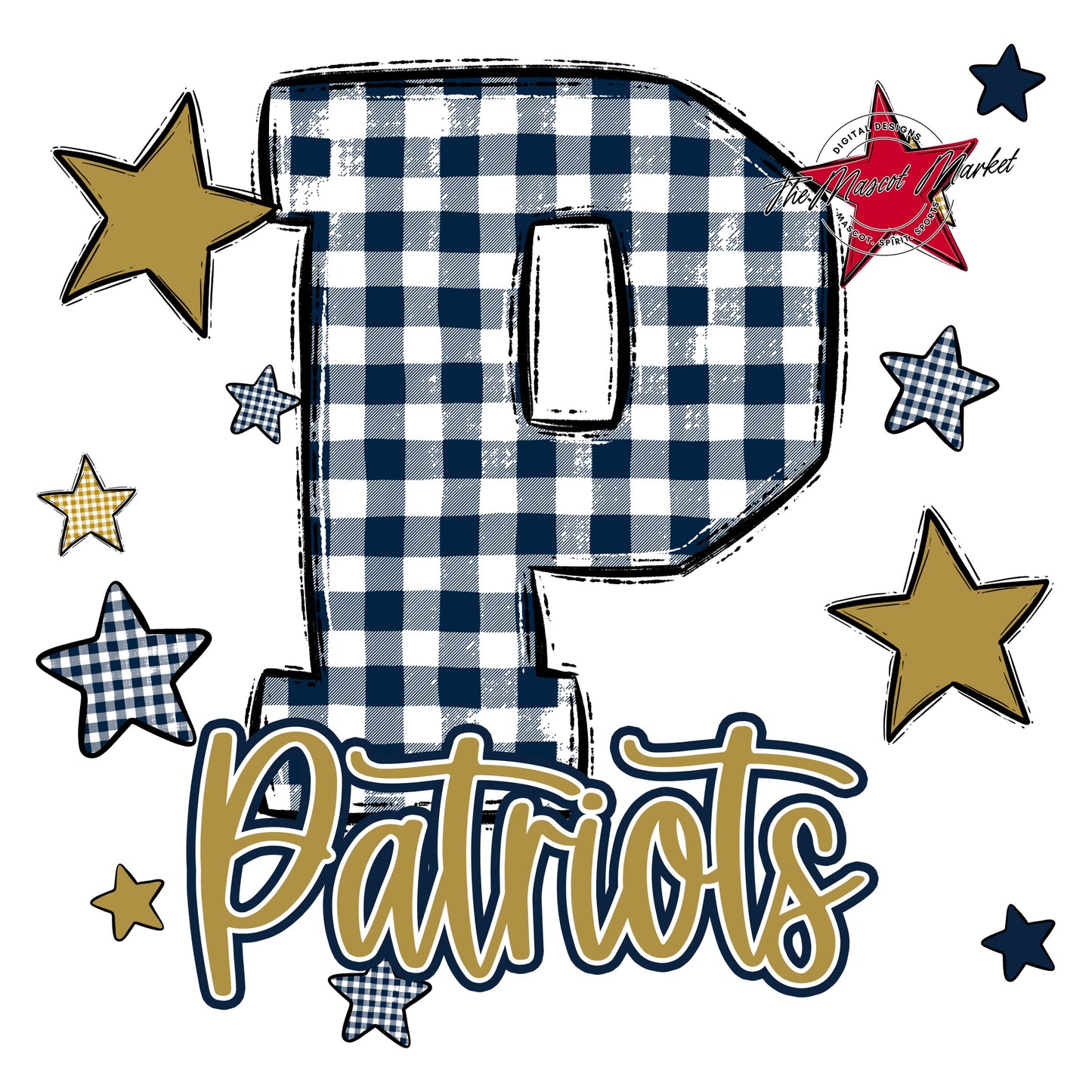 Patriots Plaid Star Design-Navy & Gold