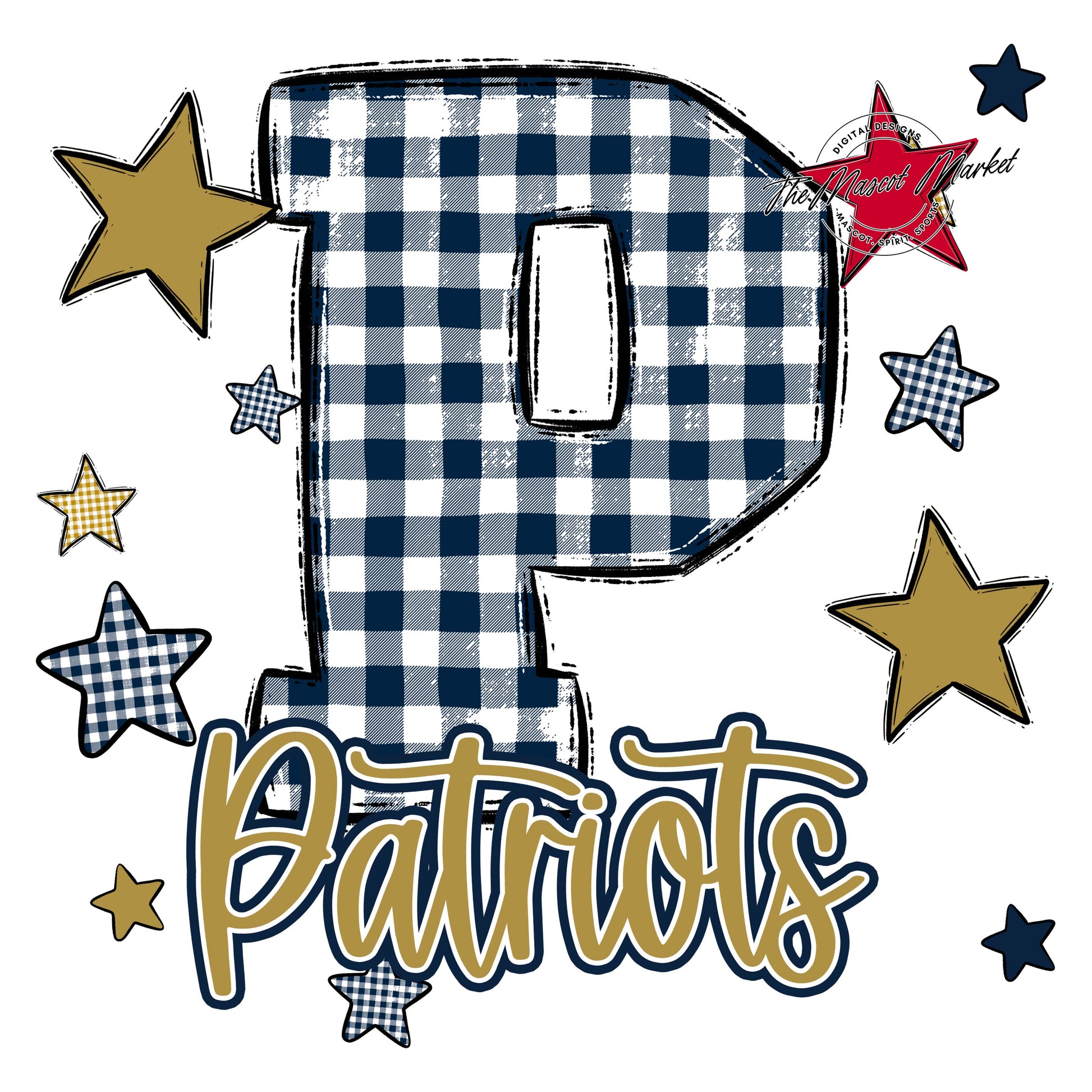 Patriots Plaid Star Design-Navy & Gold
