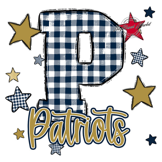 Patriots Plaid Star Design-Navy & Gold