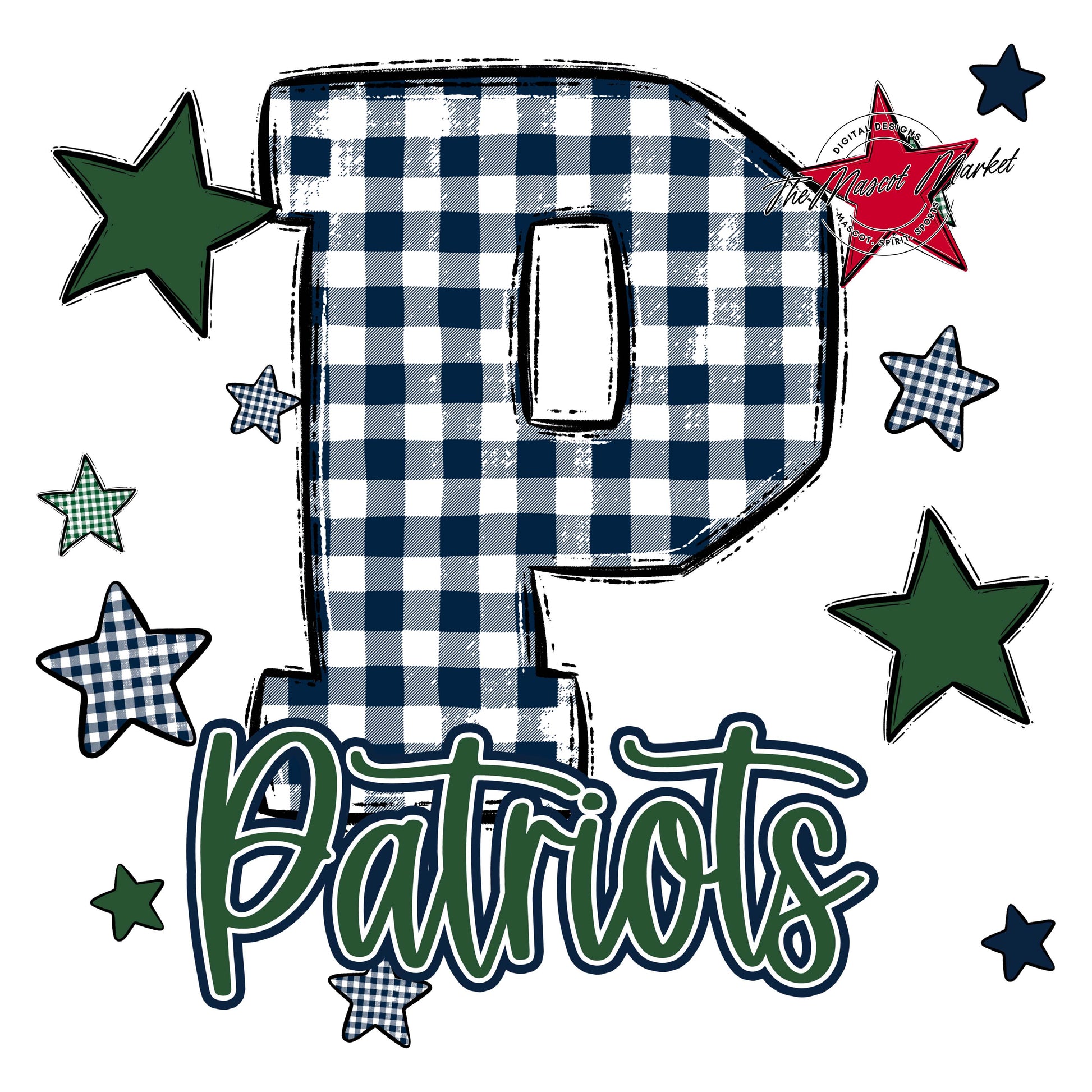 Patriots Plaid Star Design-Navy & Green
