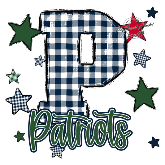 Patriots Plaid Star Design-Navy & Green