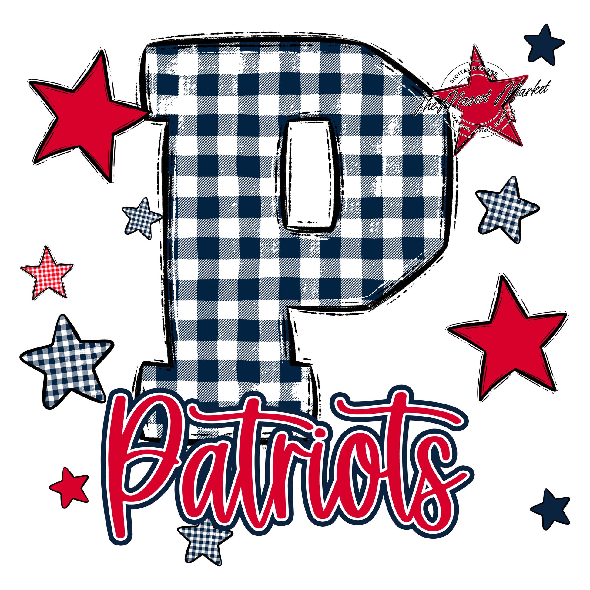 Patriots Plaid Star Design-Navy & Red