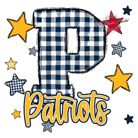 Patriots Plaid Star Design-Navy & Yellow