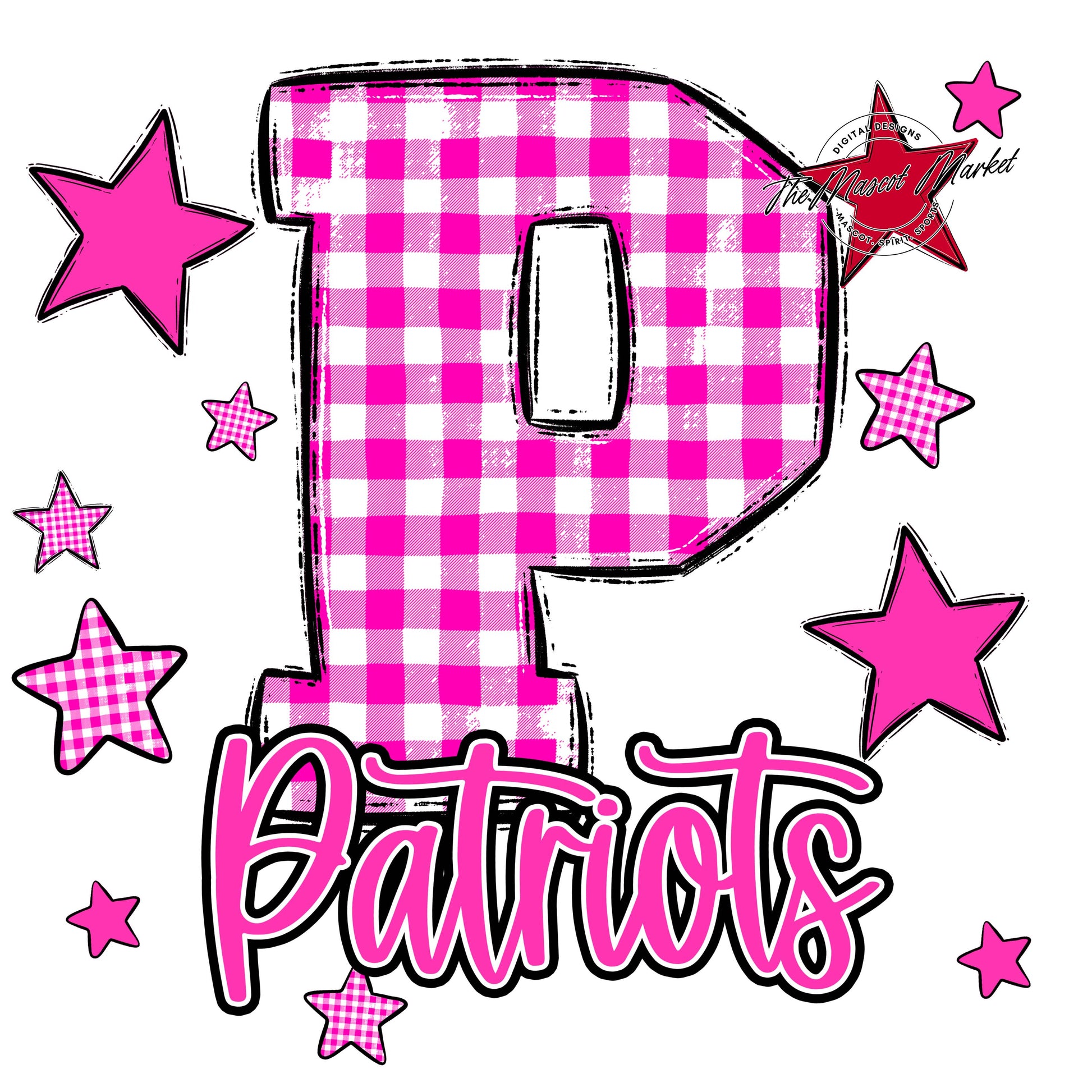 Patriots Plaid Star Design-Pink