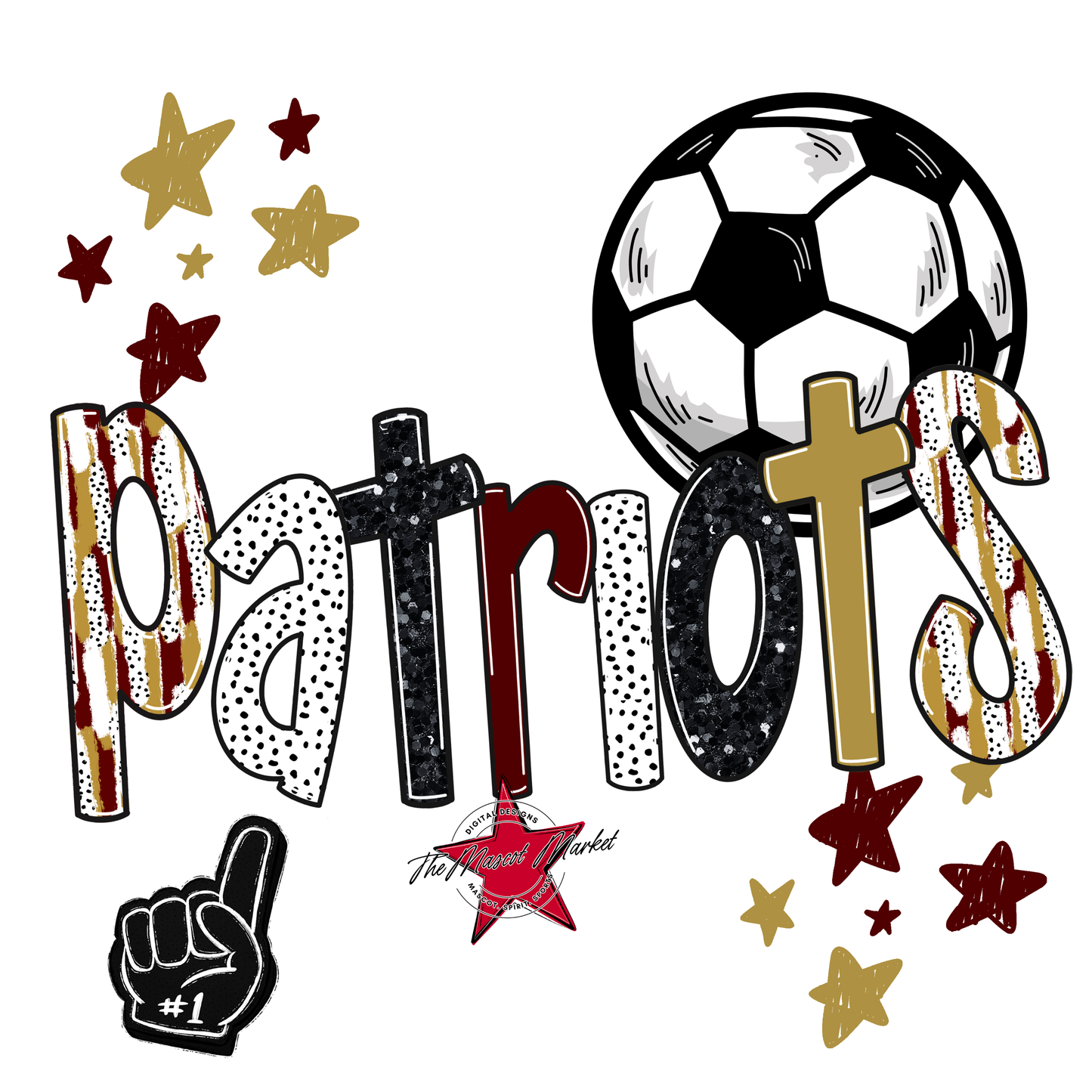 Patriots Soccer Scrape-Maroon-Gold