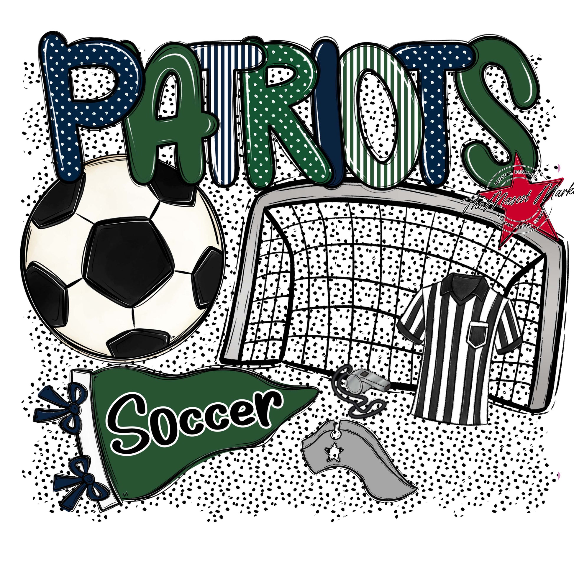 Patriots Soccer Spirit-Navy & Green
