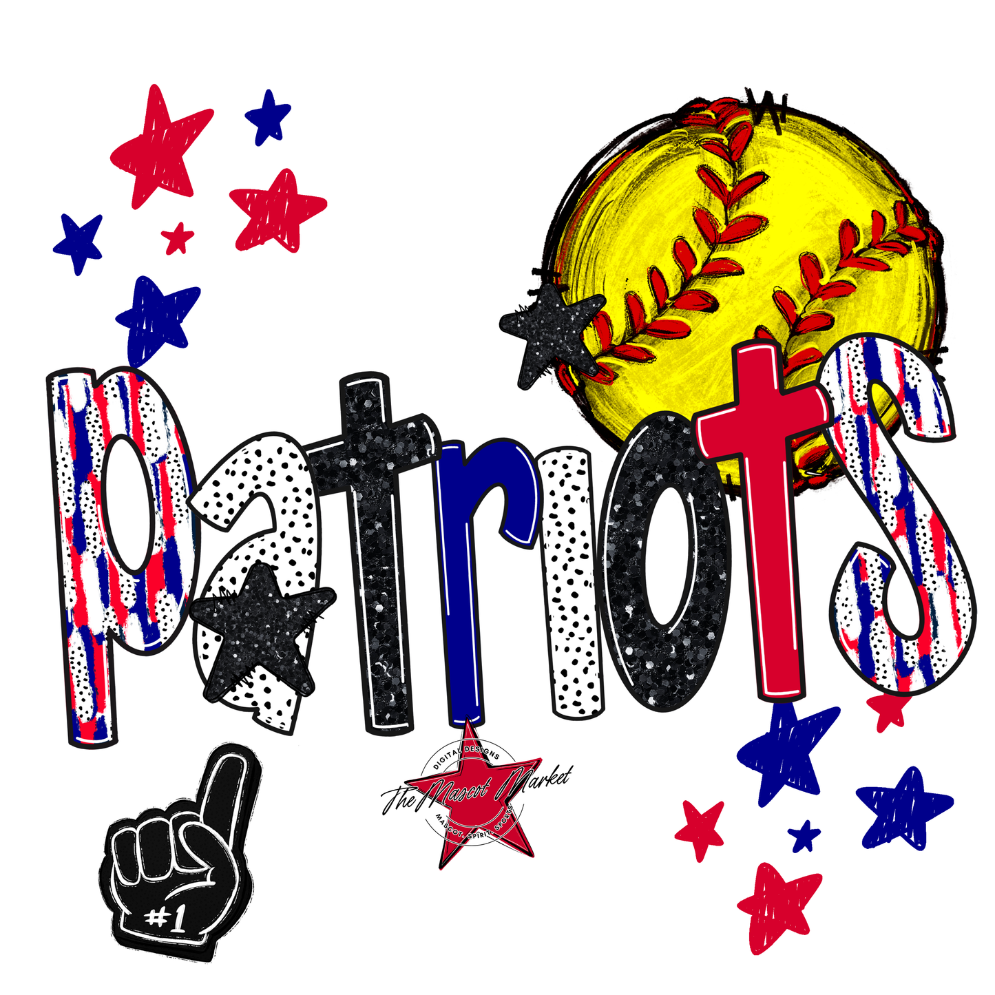 Patriots Softball Scrape-Blue-Red