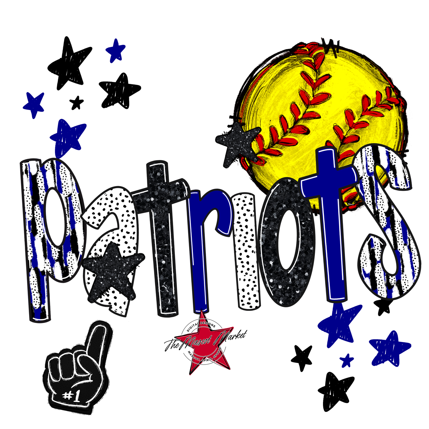 Patriots Softball Scrape-Blue