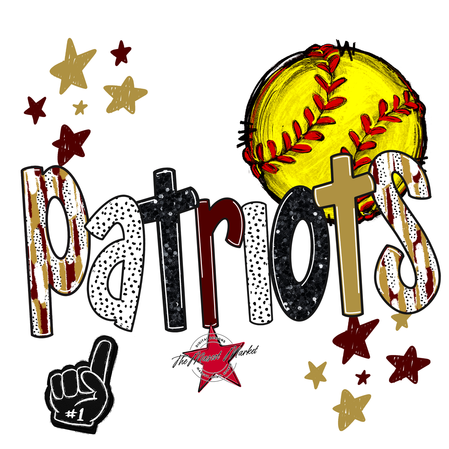 Patriots Softball Scrape-Maroon-Gold