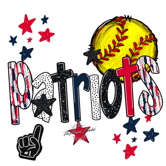 Patriots Softball Scrape-Navy-Red