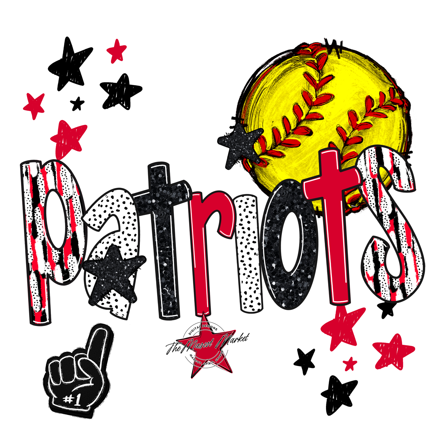 Patriots Softball Scrape-Red