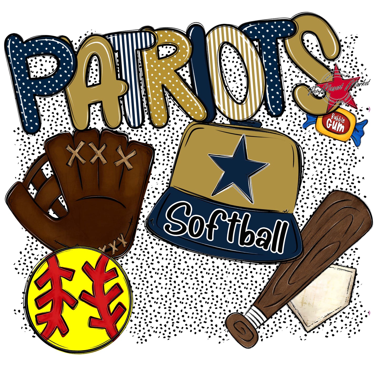 Patriots Softball Spirit-Navy & Gold