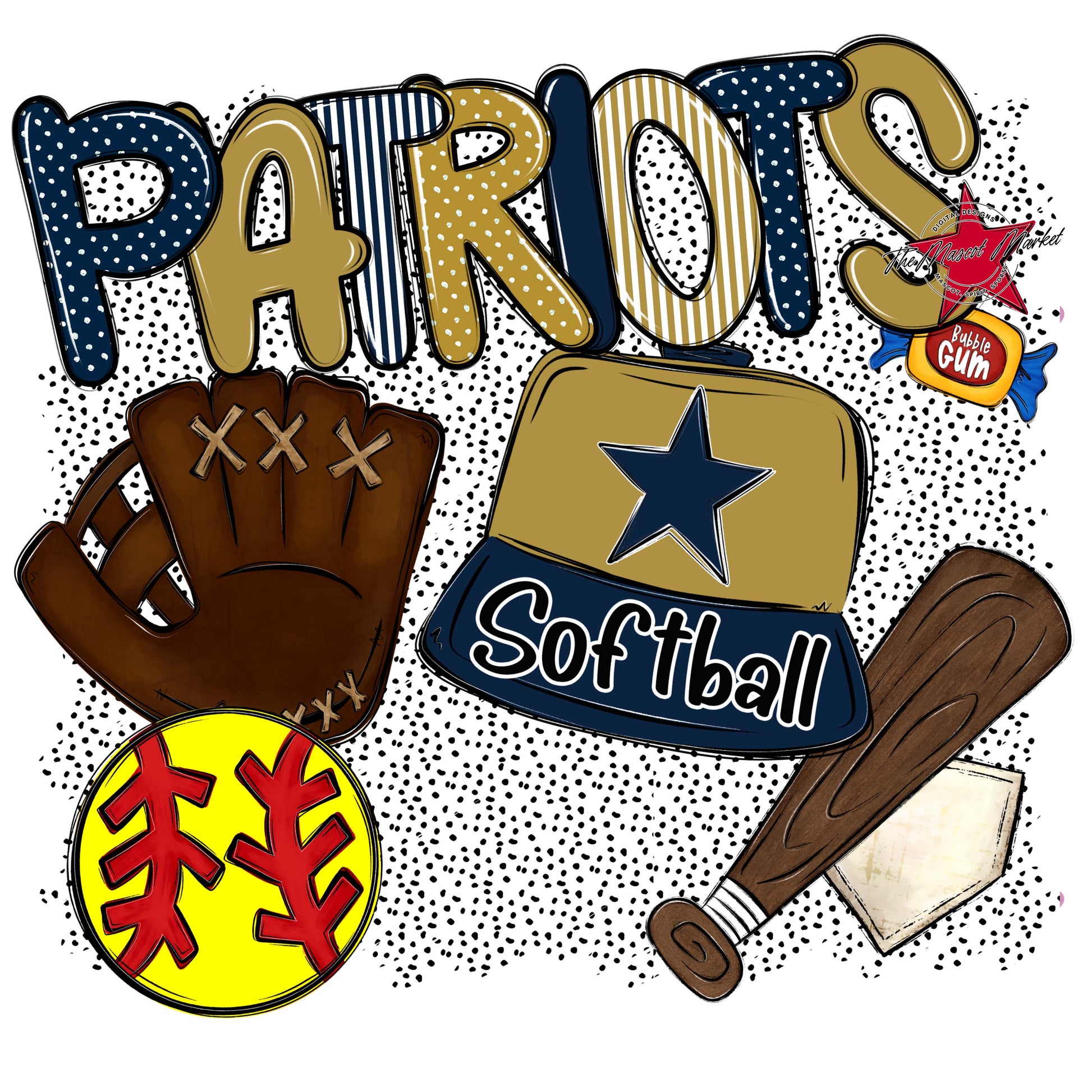Patriots Softball Spirit-Navy & Gold