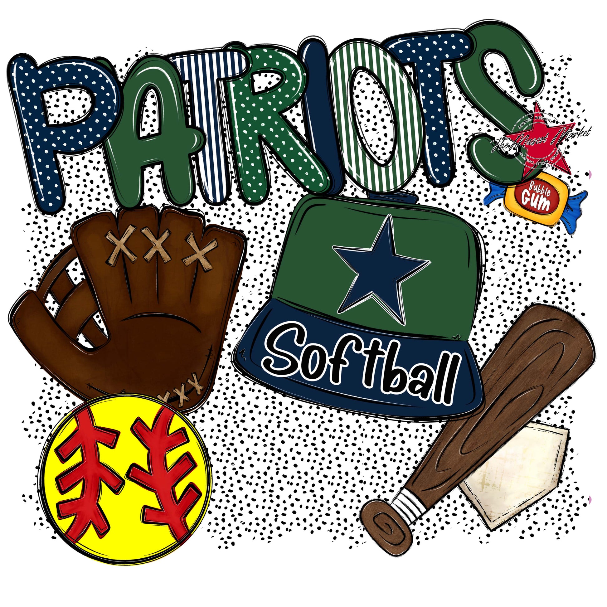 Patriots Softball Spirit-Navy & Green