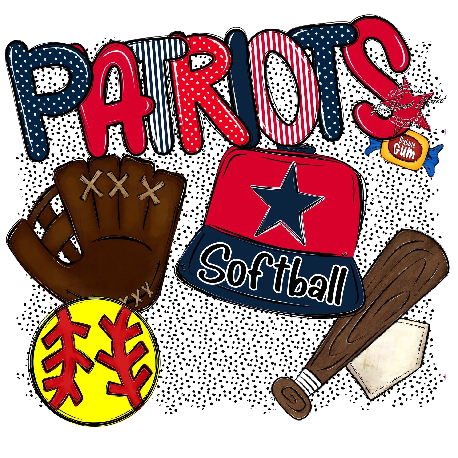 Patriots Softball Spirit-Navy & Red