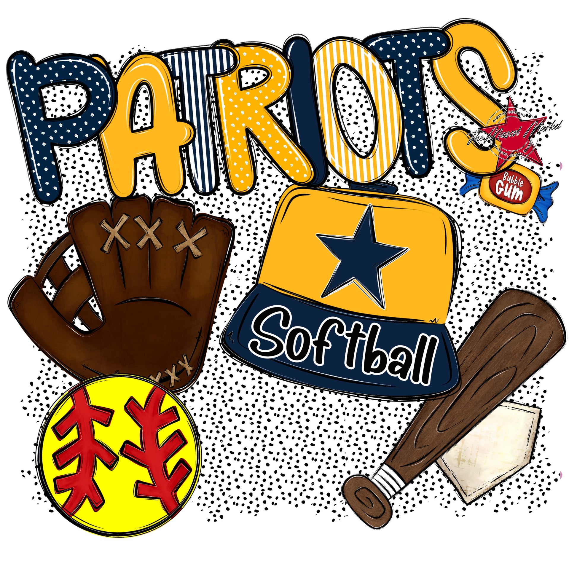 Patriots Softball Spirit-Navy & Yellow