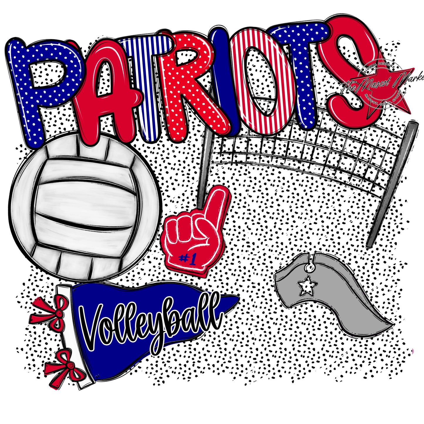 Patriots Volleyball Spirit-Blue & Red