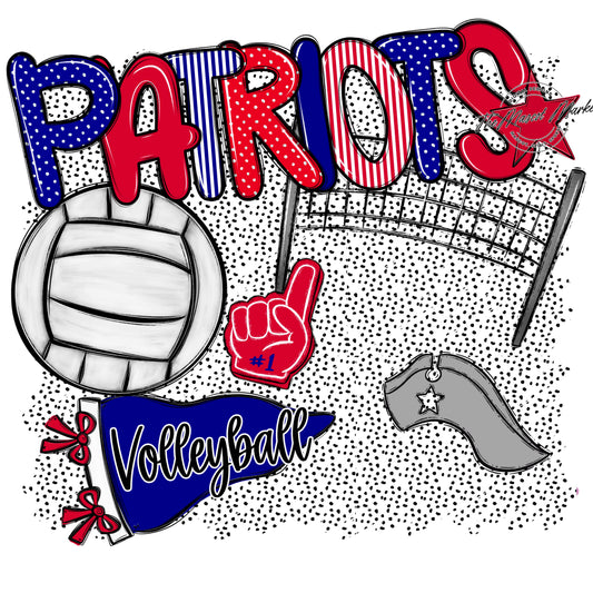 Patriots Volleyball Spirit-Blue & Red