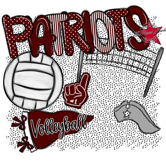 Patriots Volleyball Spirit-Maroon