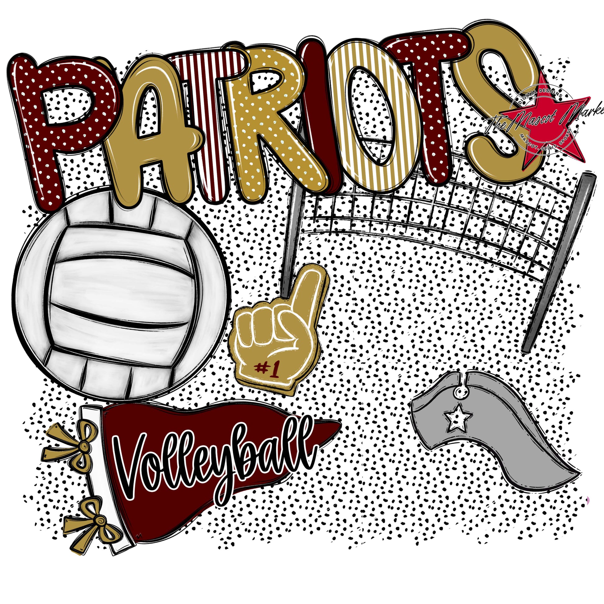 Patriots Volleyball Spirit-Maroon & Gold