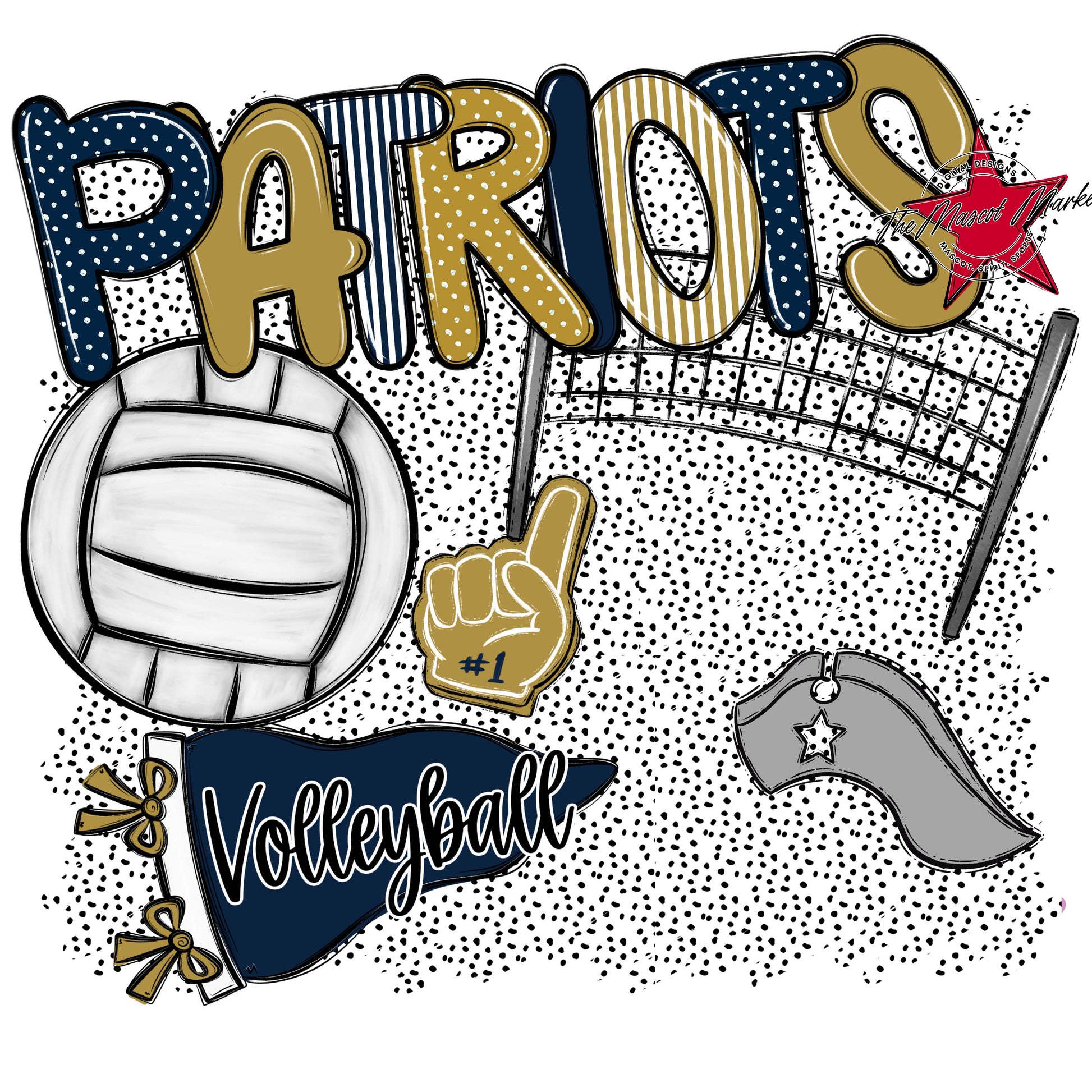 Patriots Volleyball Spirit-Navy & Gold