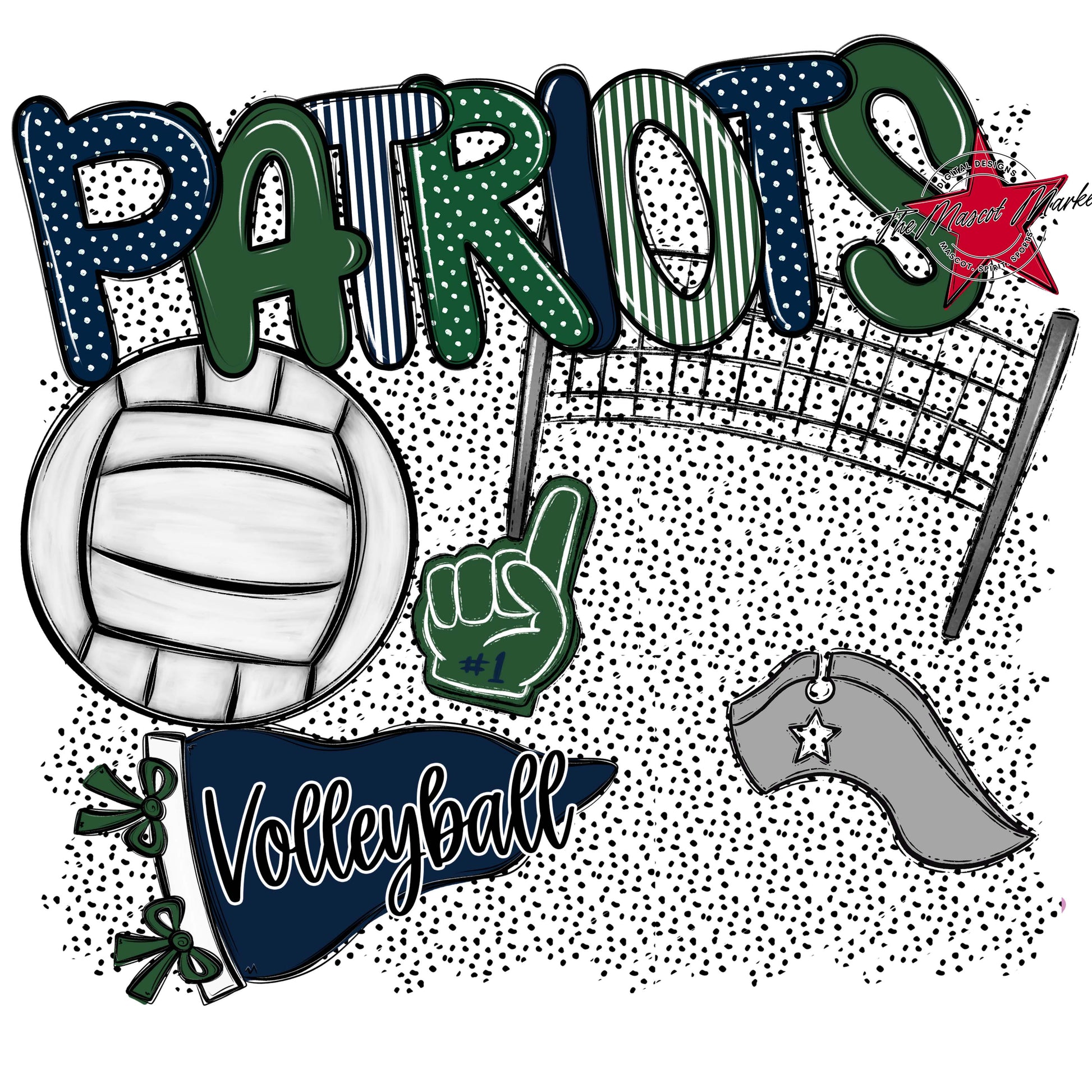 Patriots Volleyball Spirit-Navy & Green