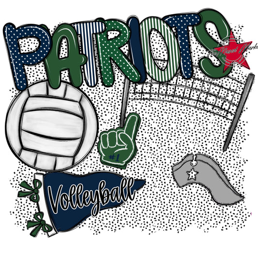 Patriots Volleyball Spirit-Navy & Green