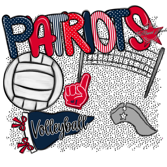 Patriots Volleyball Spirit-Navy & Red
