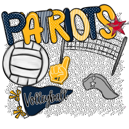 Patriots Volleyball Spirit-Navy & Yellow