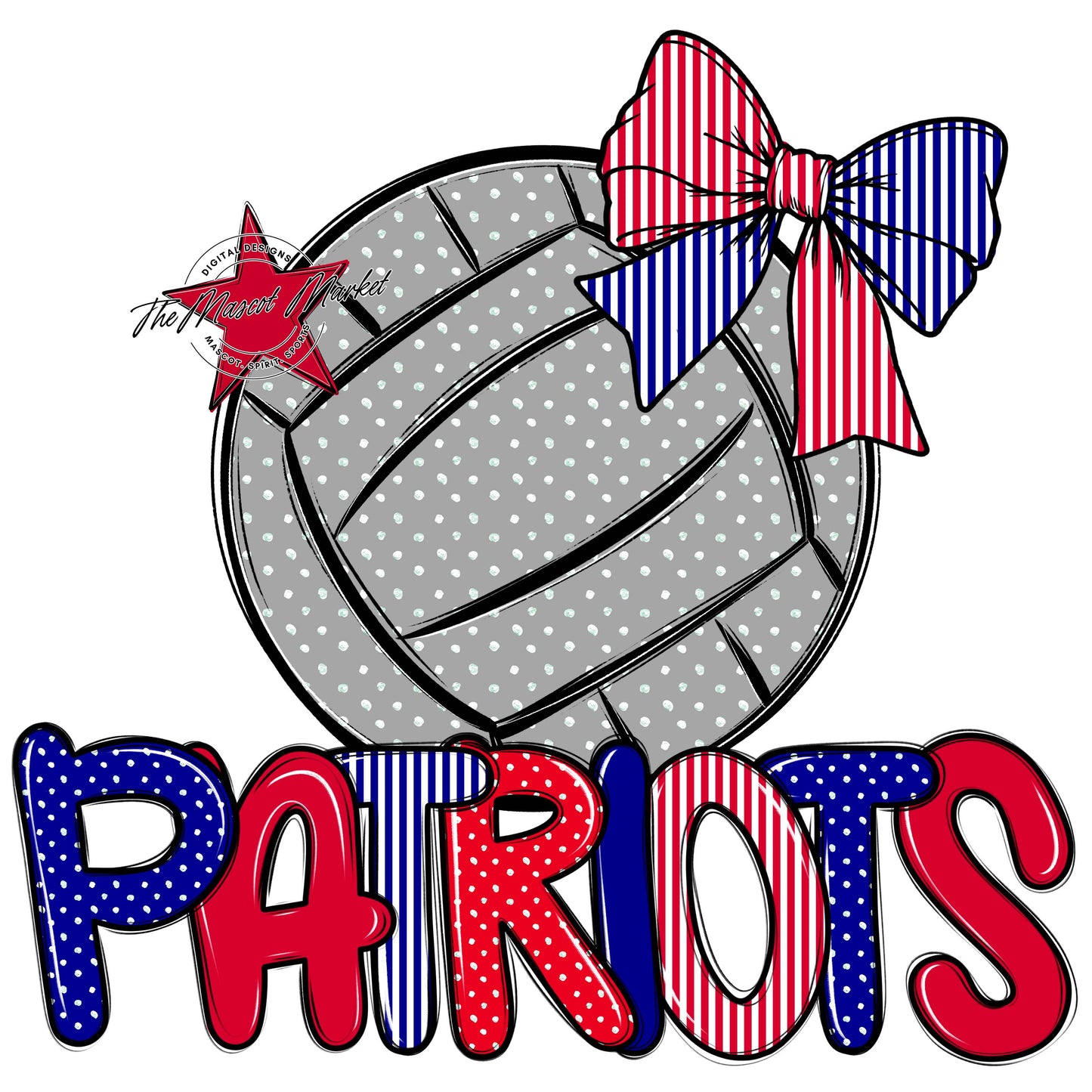 Patriots Volleyball Spirit Design-Blue & Red