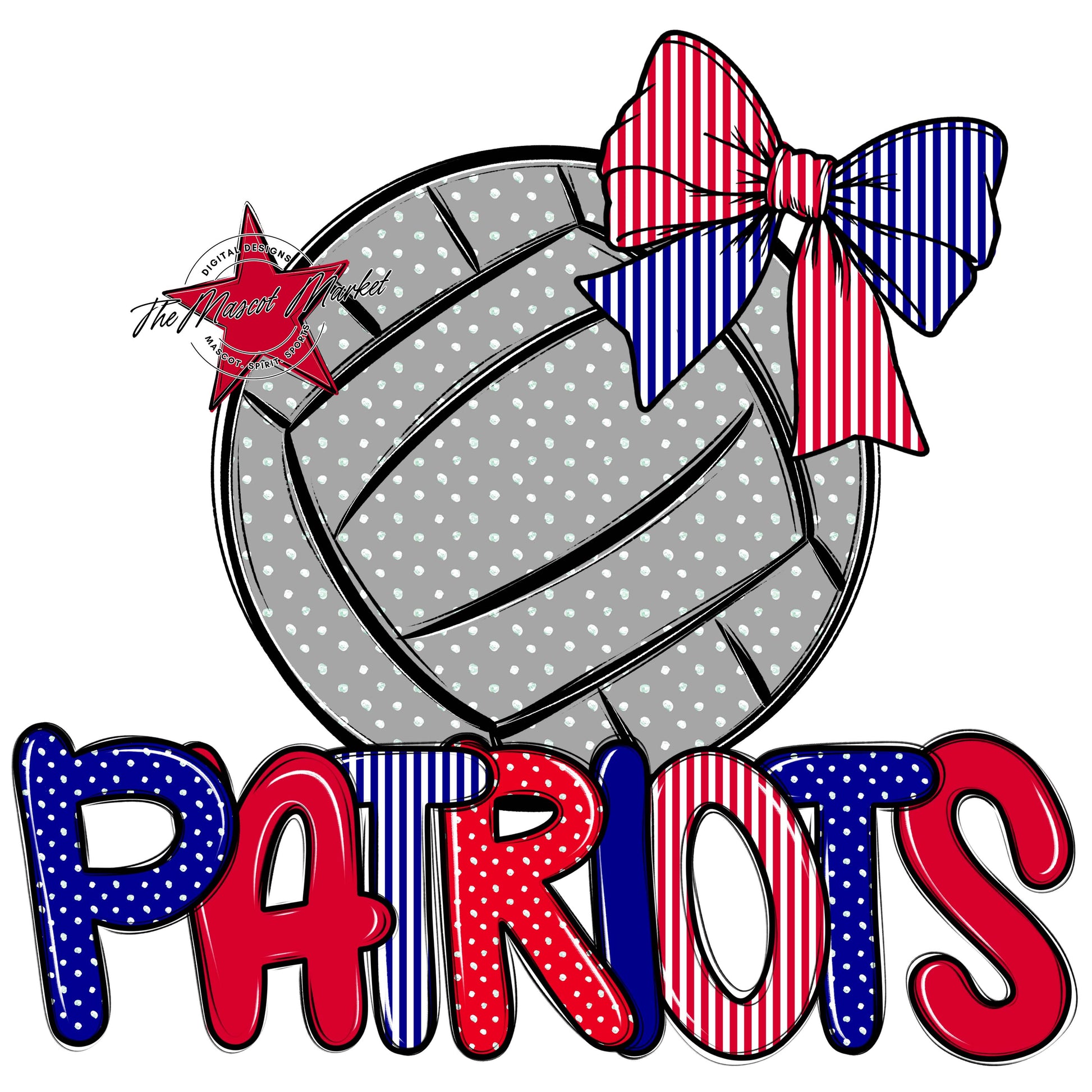 Patriots Volleyball Spirit Design-Blue & Red